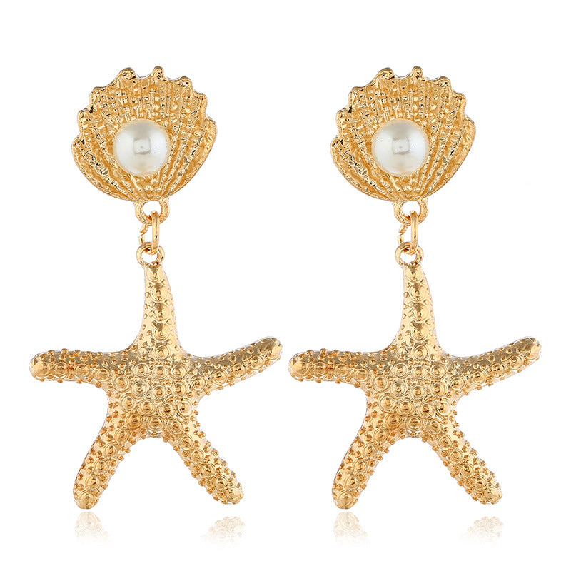 Wholesale Alloy Shell Starfish Earrings